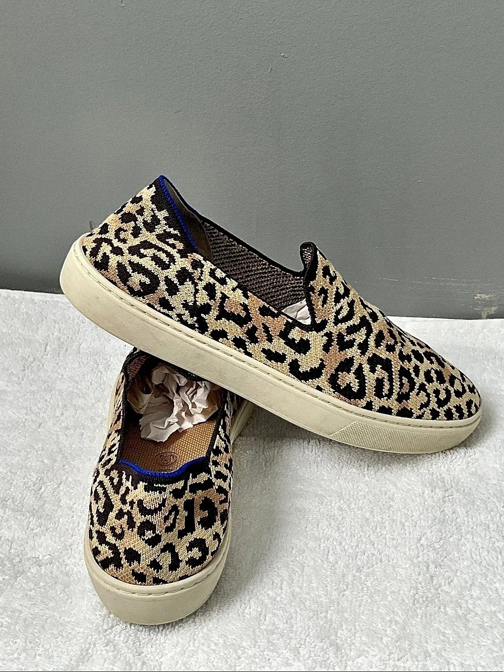 Rothy's The Sneaker Leopard Print Sneakers Brown & Black Like New